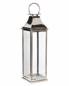 Stainless Steel <b>Glass</b> <b>Lantern</b> | Decorative Candle Holder for Home Wedding Patio Tabletop Indoor Outdoor Decor Gift Accent Pieces - Product Image 1