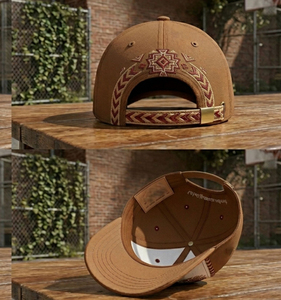 Gorra de Béisbol Felinggods de 6 Paneles con Bordado Geométrico Étnico, Unisex, Ajustable, Transpirable, Impermeable, de Lona de Algodón - Product Image 3