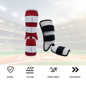 Protège-tibias de baseball en gel-à-coque rouge, réglable, respirant, rembourré en mousse, pour l'entraînement au softball - Product Image 4