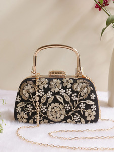 Bolso de mano nupcial bordado floral con cuentas hecho a mano, de terciopelo con forro de satén y cierre magnético para bodas y eventos nocturnos para mujer - Product Image 3