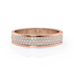 แหวนวงกว้างประดับเพชรเพาะเลี้ยงสีโรสโกลด์ - Product Image 1