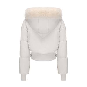 Puffy Pillar Fur Collar <b>Hooded</b> Fur <b>Coats</b> Puffer Jacket Fashion White Duck Down Jackets Female Women <b>Winter</b> <b>Ladies</b> Loose Overcoat - Product Image 2