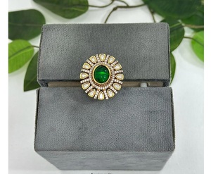 Stunning Premium Quality Gold Plated Brass <b>Adjustable</b> Moissanite Trendy <b>Ring</b> for Women's Wedding & Party Wear Collection - Product Image 2
