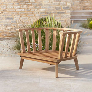 Ensemble de chaises longues Bora avec structure en teck courbé et coussins moelleux confortables, finition naturelle, pour usage extérieur. - Product Image 3