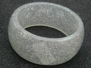 Handcrafted Silver Glitter Resin Bangle Wide Acrylic <b>Stacking</b> - Product Image 5