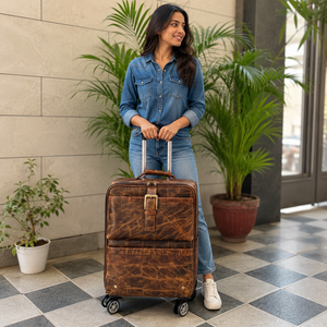 New Arrival Real Genuine Leather Luggage Bags Multi Uses Handmade Trolley Bag Unisex Big Size Multi Uses <b>Suitcase</b> - Product Image 3