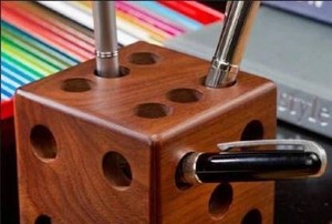 Wooden Cube Shape Pen Holder for Desk Handmade Office Pencil Holder <b>Desktop</b> Organizer Home Decor - Product Image 5