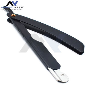 มีดโกนหนวดแบบสั่งทำพิเศษ สีดำทั้งด้าม ดีไซน์ทันสมัย สำหรับผู้ชาย ใบมีดครึ่งใบ ผลิตจากเหล็กกล้าไร้สนิมเยอรมัน สำหรับช่างตัดผมมืออาชีพ - Product Image 3