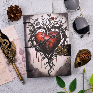 <b>A5</b> Gothic Heart Handmade Diary with Metal Lock 100 Pages | Pure Handmade Paper Vintage Aesthetic Journal Dark Art <b>Notebook</b> Gift - Product Image 1