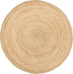 Tapis rond en jute bicolore multifonctionnel, durable, fait main, en fibres naturelles, pour salon, salle à manger ou coin détente. - Product Image 1