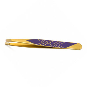 Pinzas de Cejas de Lujo Chapadas en Oro, Punta Puntiaguda, Herramienta de Precisión para el Cuidado de las Cejas, Diseño Duradero, Patrón Morado - Product Image 6