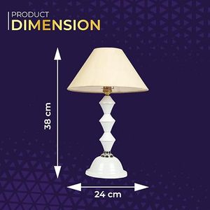 White <b>Table</b> <b>Lamp</b> Bedside Reading Light Fabric Shade Decorative Desk <b>Lamp</b> for Home Bedroom <b>Study</b> - Product Image 3