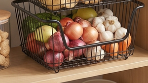 Fine Quality <b>Rectangular</b> Metal Wire Storage <b>Basket</b> With Handles Black Coated Multi-Purpose Neatening Organizer - Product Image 5