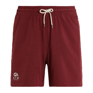 Shorts de bain pour hommes GYM ACTIVE, broderie, poches, style sportif vintage, tissu en toile tissée 100% coton, taille mi-haute, fermeture éclair - Product Image 2