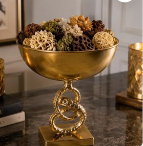 High-<b>end</b> decorative Aluminium casted metal fruit bowl with premium design suitable for modern and classic home decor - Product Image 4