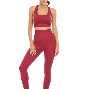 Conjuntos de Yoga de Alta Calidad para Mujer en Spandex/Algodón con Logotipo Personalizado, Top Corto Ecológico de 2 Piezas, Conjunto Largo Transpirable y de Secado Rápido - Product Image 1