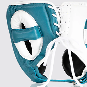 Protector de Cabeza para Boxeo Askar Wear Ind, de Cuero Vacuno, Protección Facial Completa, para Entrenamiento, Azul y Blanco - Product Image 3