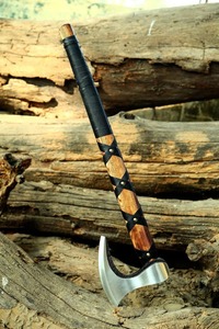 Premium <b>Viking</b> Art Builder's Hatchet 6 Stainless Steel Blade Wooden Leather Grip 24 Overall Length for Woodworking Splitting - Product Image 6