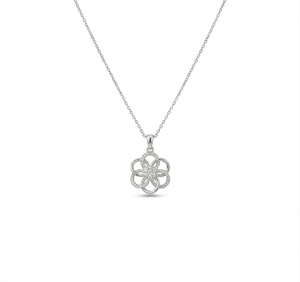 Dainty Floral Diamond Pendant Necklace 14K/18K Pure White Gold Flower Halo Necklace Lab Grown Diamond Jewelry Gift for Women - Product Image 1