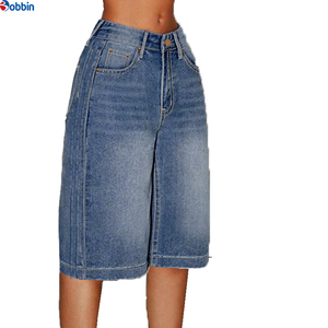 Overol de Mezclilla para Mujer, Diseño Único, Estilo Casual, Verano, Alta Calidad, Corte Holgado, Pierna Ancha, Jeans Cortos de Longitud Media - Product Image 3