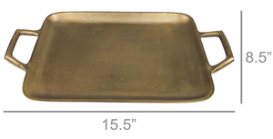 Plateau de service décoratif rectangulaire en laiton fait main avec poignée pour la vente en gros – Idéal pour les collations - Product Image 4
