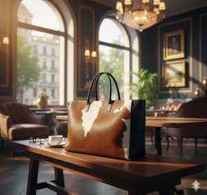 Sac fourre-tout de luxe pour femme en cuir véritable et fourrure naturelle de vache, brodé, mode été-automne, multifonction, ouvert LHTB-0117 - Product Image 3