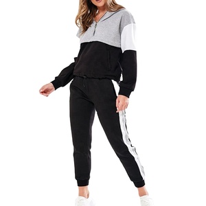 Conjunto de Sudadera y Pantalón de Chándal de 2 Piezas para Mujer, Hecho a Medida, Casual, Ecológico, de Tejido Grueso, Ajuste Holgado, Transpirable y Cómodo, con Sudadera con Capucha y Media Cremallera - Product Image 1