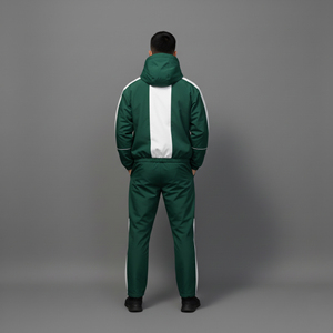 New Arrival Men's Green <b>White</b> Color Blocking <b>Tracksuit</b> Hooded Full Sleeve Drawstring Vintage Printed Sporty Windproof Regular - Product Image 3