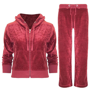 Nouvel ensemble de survêtement en velours pour femme avec capuche et manches longues – Tenue décontractée en velours pour femme - Product Image 1