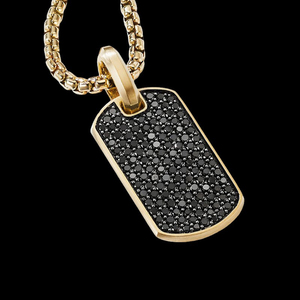 AARVA JEWELS Collier pendentif chien en argent plaqué or avec micro-pavé de zircon noir et breloque gravée avec nom, bijoux de fête hip-hop - Product Image 1