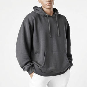 Sudadera con Capucha Unisex Extra Grande, Bordada, Forrada, de Algodón Gris, Felpa Francesa, Corte Regular, Informal, para Primavera - Product Image 2