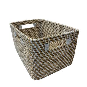 Panier rectangulaire de luxe en rotin naturel avec ficelle en PP, écologique et polyvalent pour le rangement - Product Image 1