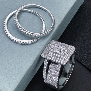 RB Gems Bague de mariage éternelle tendance pour femme en or massif 14K avec diamant naturel CVD HPHT certifié IGI et moissanite taille princesse - Product Image 4