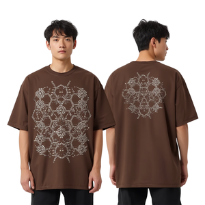 Camiseta Extra Grande para Hombre con Gráfico Hexagonal de Cristales de Imitación Marrones, Camiseta de Moda con Cristales - Product Image 3