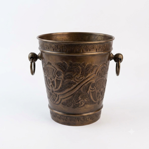Hammered Copper Wine Cooler Round Shape Metal Vintage Style Handmade Ice Bucket Fruit Pattern Party Beverage Holder - Product Image 5