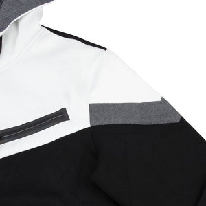 Sudadera con Capucha y Cremallera para Hombre, Diseño Color Block, Corte Regular, Informal, en Negro, Blanco y Gris, de Poliéster FRENCH TERRY, para Otoño - Product Image 5