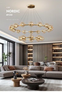 Lustre en verre minimaliste italien, lampe de luxe à LED pour salle à manger, design noble - Product Image 2