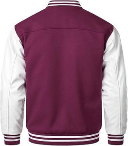 Blouson universitaire personnalisé OEM, mode hiver, coton/polyester, broderie rose, polaire, style bomber, universitaire, baseball, Letterman, logo frontal - Product Image 6