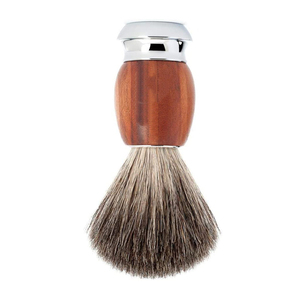 Pinceau de Rasage Professionnel OEM en Gros pour Barbiers, Manche en Bois, Poils Synthétiques, Base Métallique Chromée, pour Crème à Raser - Product Image 2