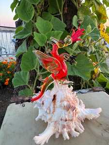 Handmade Glass Dragon Figurine <b>Red</b> Orange Wings Contemporary Art Decor Tabletop <b>Vase</b> Irregular Shape Glass Crystal Sculpture - Product Image 2