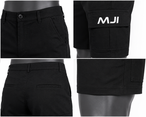 Shorts cargo noirs pour hommes, en mélange de coton personnalisé, multi-poches, vêtements de travail utilitaires, shorts décontractés d'extérieur, fournisseur de vêtements en gros OEM - Product Image 4