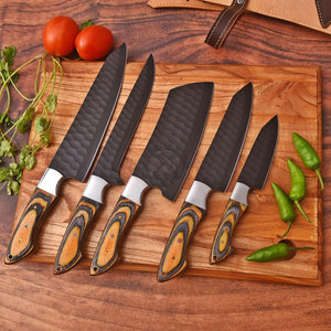 New Arrival Handmade J2 Steel Powder Coated Hammered <b>Sharp</b> Blade 5-Piece Ambidextrous Professional Kitchen Chef <b>Knives</b> <b>Set</b> - Product Image 2