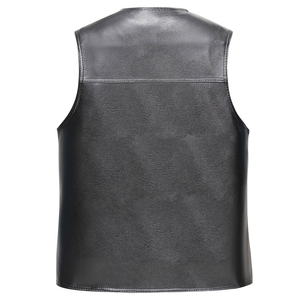 Chaleco de Cuero Genuino para Hombre, Chaleco de Motociclista sin Mangas para Invierno, con Bolsillo Frontal, Transpirable e Impermeable - Product Image 5