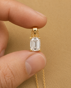 จี้เพชรทรงเหลี่ยมมรกต 1 กะรัต ทองคำขาว 14K เพชรเพาะเลี้ยงในห้องปฏิบัติการ พร้อมใบรับรอง IGI สร้อยคอจี้แบบมินิมอล ของขวัญแต่งงาน เครื่องประดับชั้นดี - Product Image 5
