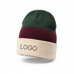 Bonnet d'hiver unisexe personnalisé à rayures et revers, en tricot épais et doux, avec blocs de couleur, idéal pour l'extérieur - Product Image 3
