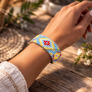 กำไลข้อมือลูกปัดสไตล์โบฮีเมียนทำมือ ประดับด้วยลูกปัดหลากสีขนาดใหญ่ เครื่องประดับคุณภาพสูงสำหรับใส่ในชีวิตประจำวัน - Product Image 1