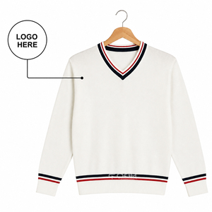 Cardigans en acrylique Cosh International, écologiques, pour sororités, avec logo personnalisé, bordure contrastante, couleur unie, haut décontracté - Product Image 1