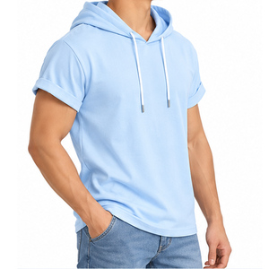Short Sleeve Hoodies OEM ODM Custom Cotton Hooded Sweatshirt Bulk Production Manufacturer for <b>Men</b> Women Clothing Custom Hoodies - Product Image 5