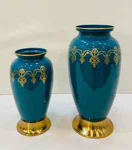 Pot de fleurs en émail bleu, design classique, vase décoratif pour la maison, pour le salon, la chambre à coucher, vases décoratifs de qualité supérieure - Product Image 1