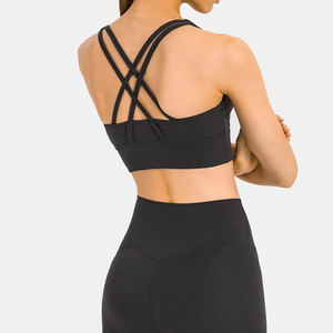 Women's Activewear Backless Sports Bra Yoga Shorts Set Custom High Quality High Support Front Logo Pakistan Made Sports Bra - Product Image 5